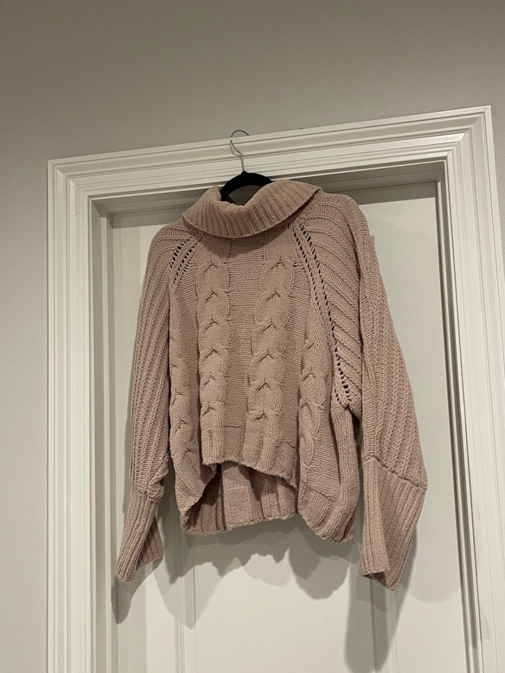 moon & madison beige Cable Knit Cowl Sweater